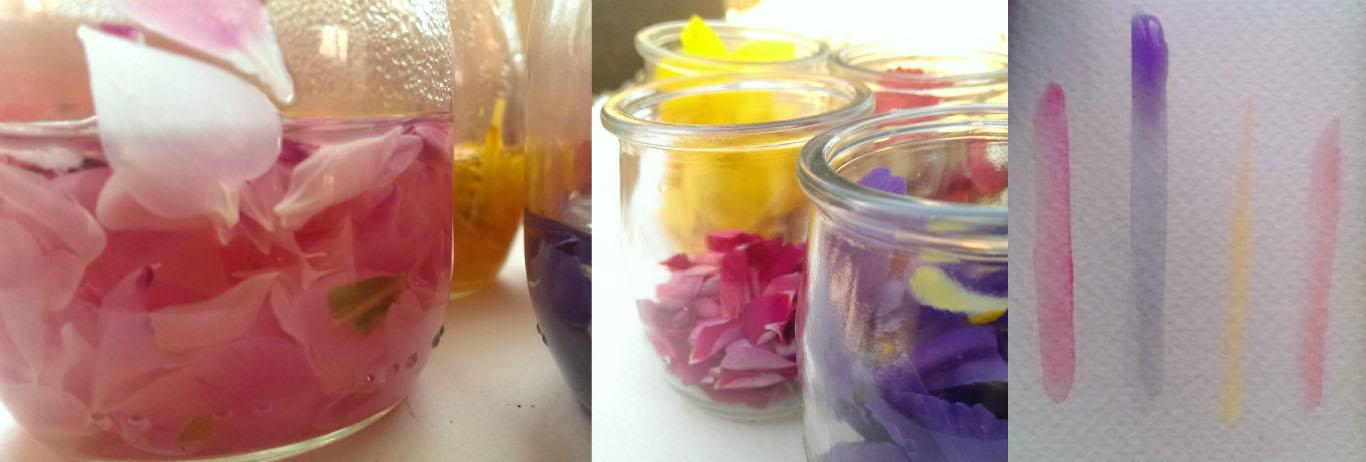 Making petal inks Making petal inks